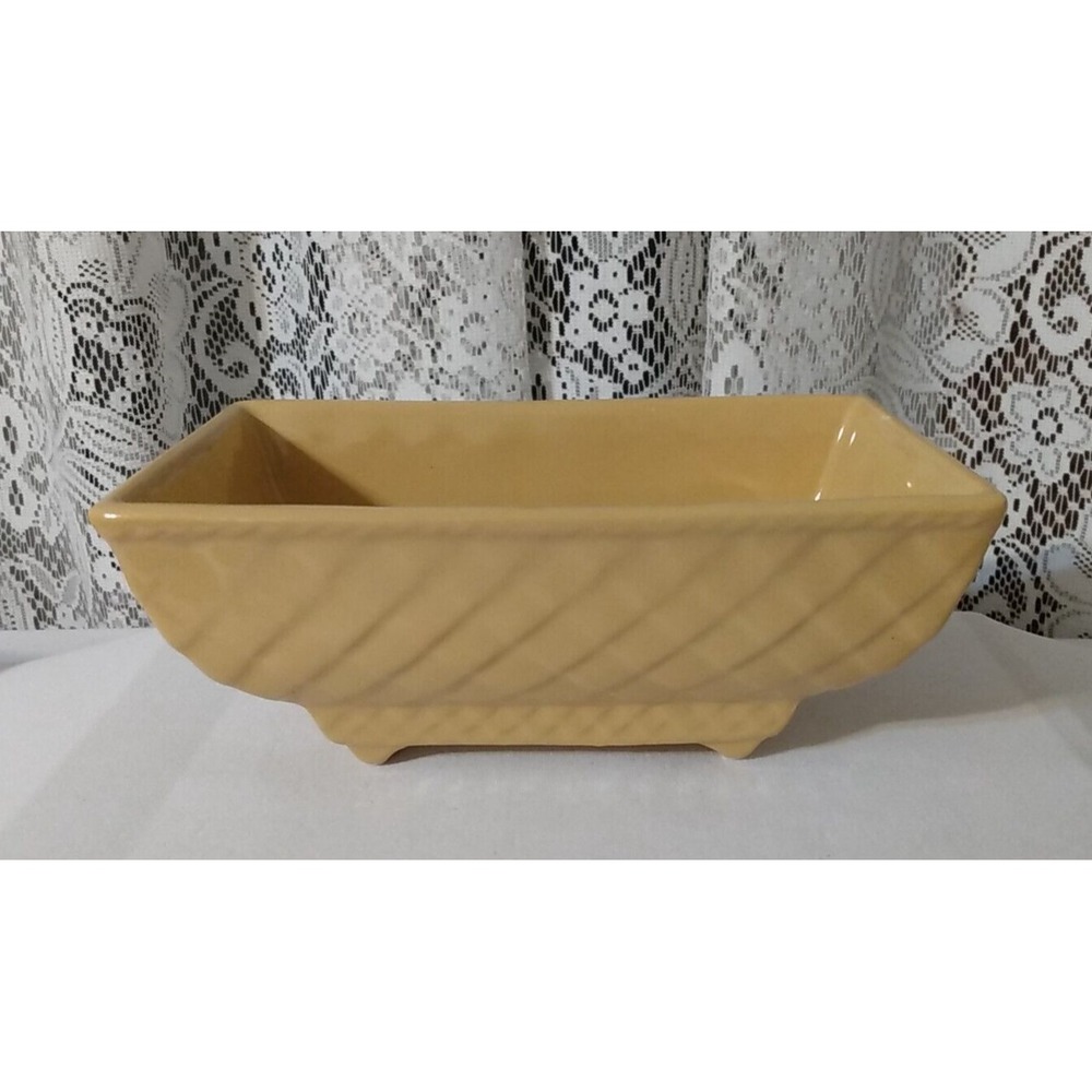 Vintage USA Pottery #404 Footed Yellow Planter Florist Vase NICE!